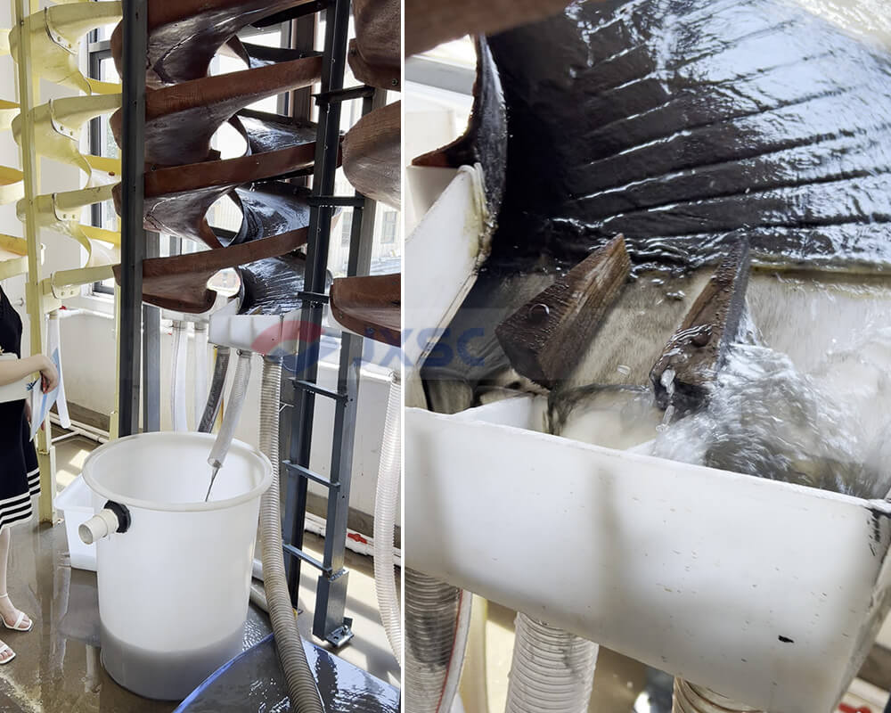 铬铁矿重选测试-螺旋溜槽现场